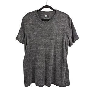 Free Press Mens Heathered Black V-Neck Short Sleeve T-Shirt Size M